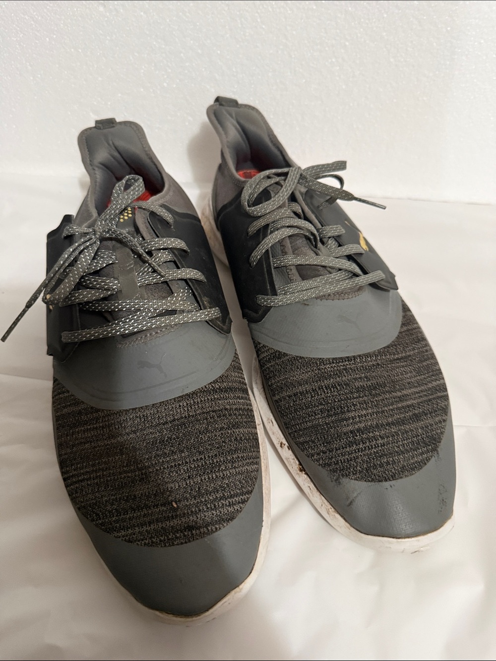 Puma Gray Knit Lace-Up Sneakers